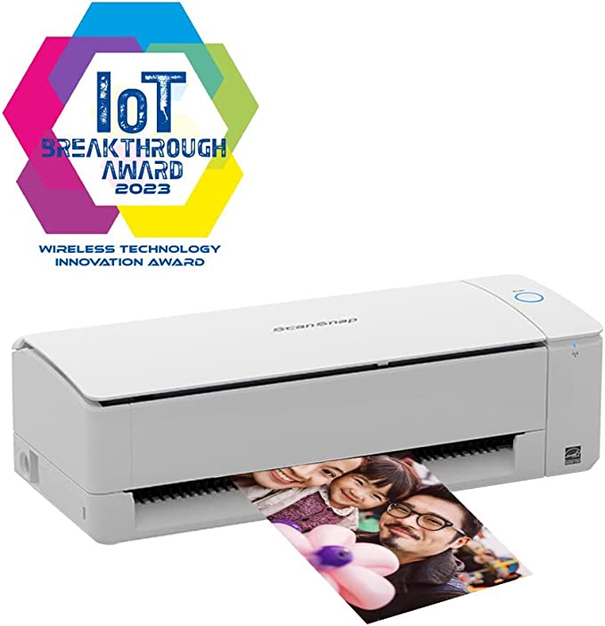 Fujitsu ScanSnap iX1300 Compact Wireless or USB Double-Sided Colour Document, Photo & Receipt Scanner with Auto Document Feeder and Manual Feeder for Mac or PC, White