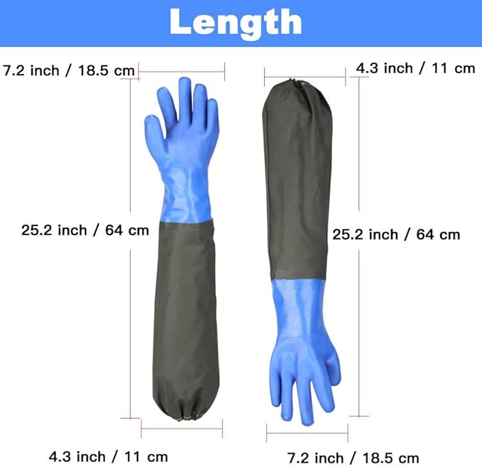 arm pond gloves length of 650mm, and the design of the elastic cuff makes it stick to your arm, Gloves Chemical Resistant Gloves for Men,