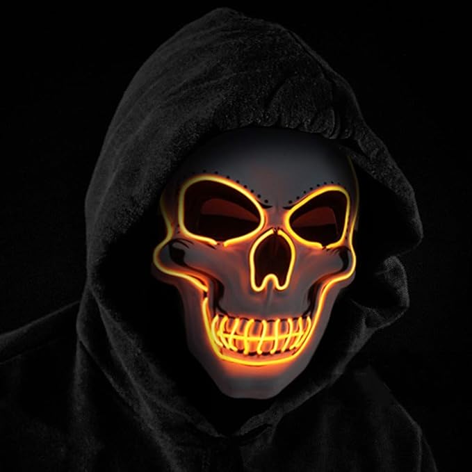 you wear Scary costumes, a Unique scary skull mask to fit costumes.Mask LED Light up Costumes Scary Mask for Party Supplies Favor