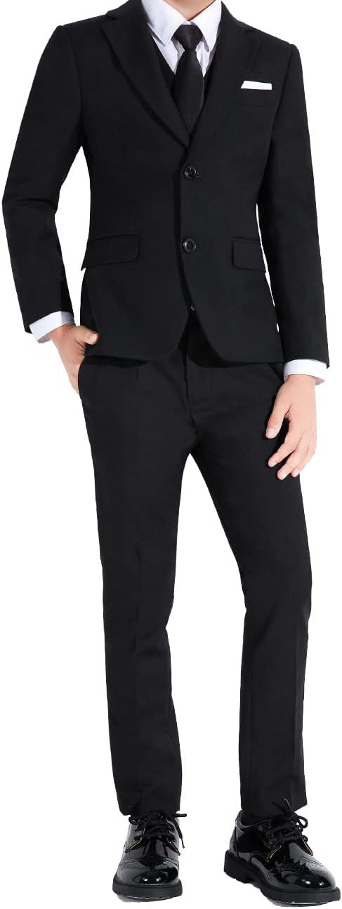 jackets have flap pockets on both sides, and pants with slant pockets on the sides. A buckle strap on the back of vest to adjust.
