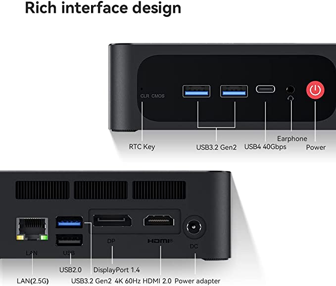 Beelink SER6 Versatile Mini PC, AMD Ryzen 5 6600H(up to 4.5GHz) 6C/12T, Mini Computer 16GB DDR5 RAM 500GB NVME SSD, Mini Desktop Computer 4K@60Hz Triple Display/WiFi6/BT5.2 for Gaming/Home/Office