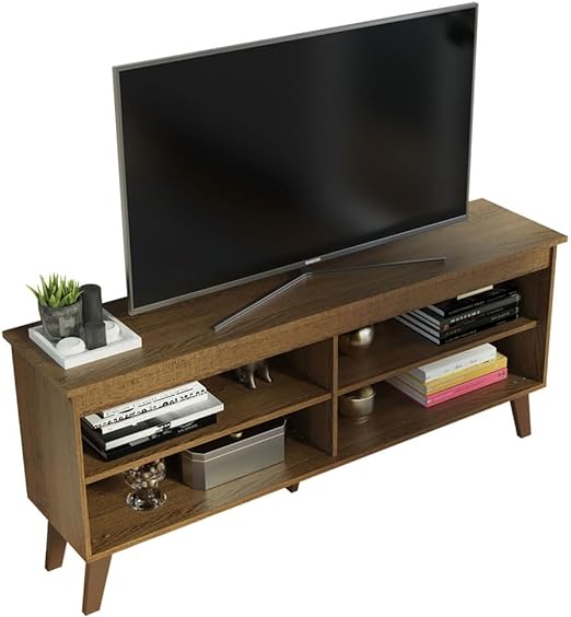 TV Table Unit for TVs up to 55 Inches, TV Stand Cabinet with 4 Shelves and Cable Management