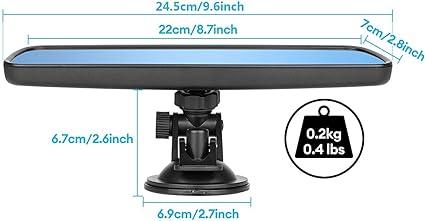 it can provide a clear mirror effect and improve driving safety. iew Mirror with Suction Cup, Stick on Universal Inside Rearview Blue Mirror with Realistic Flat