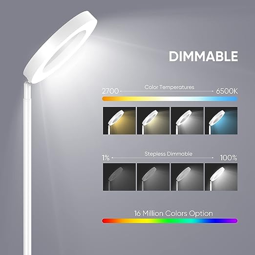 Gaming lamp, Voice Control with Alexa and Google Home, 16 million colors for the up side light of this color changing floor lamp