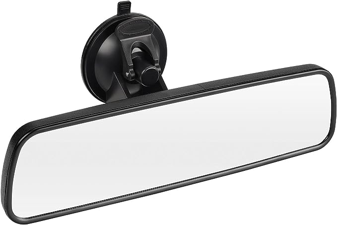 245mm Rear View Mirror with Suction Cup,9.6'' Flat Rear View Mirror with Suction Cup, The mirror size of the rearview mirror is 9.6 x 2.8 inches. It adopts a flat mirror design,