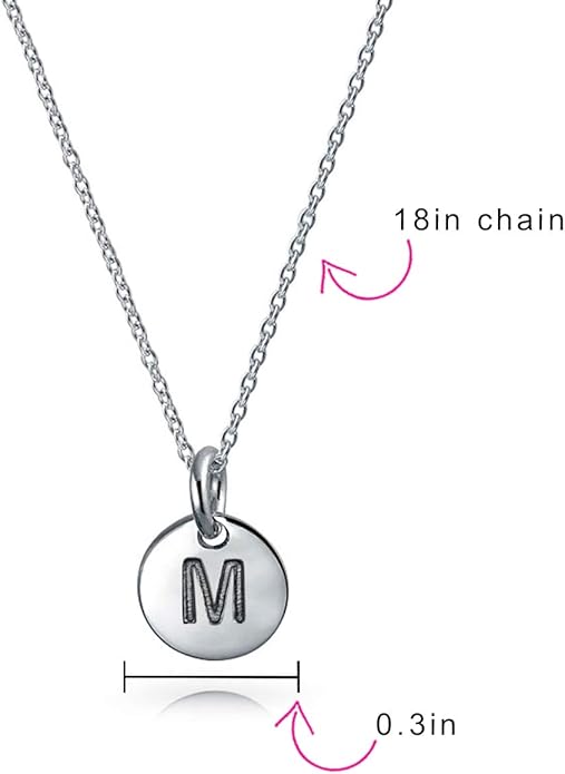 Disc Block Letter Alphabet A-Z Initial Pendant Necklace For Teen AND Women - fashion gift and a beautiful alphabet script addition to your jewelry box.