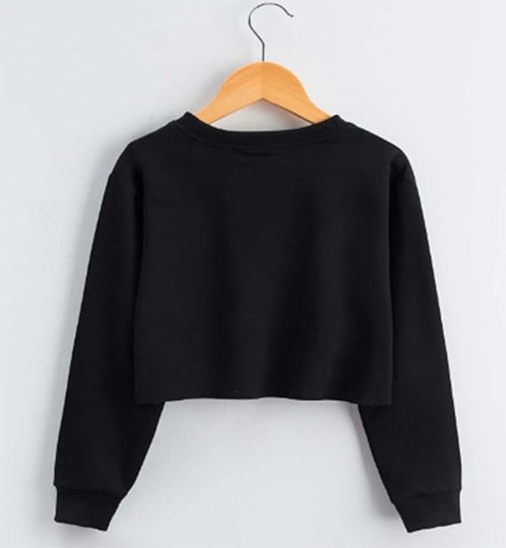 Long Sleeve Printings Fashion Pullover Shirt,  Cropped design pairs well with high-waist leggings.