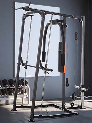 making it an essential part of your home training equipment. Gym Machine, 3 in 1 Smith Machine, Multi-Functional Power Cage with Dual Cable Pulley System