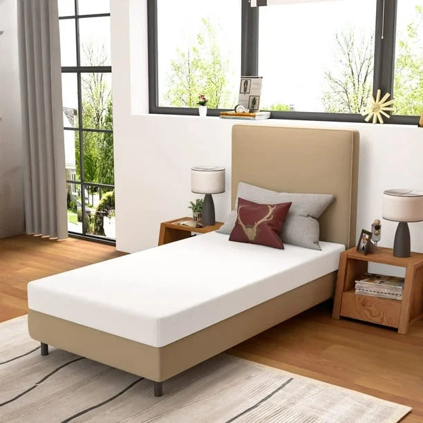 6 Inch Bamboo Charcoal Infused Cooling Gel Memory Foam Mattress in a Box,Medium-Firm,Pressure Relief&Temperature Regulation,CertiPUR-US Certified,White