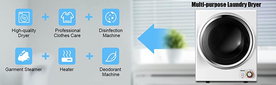110V Electric Portable Clothes Dryer with Stainless Steel Tub