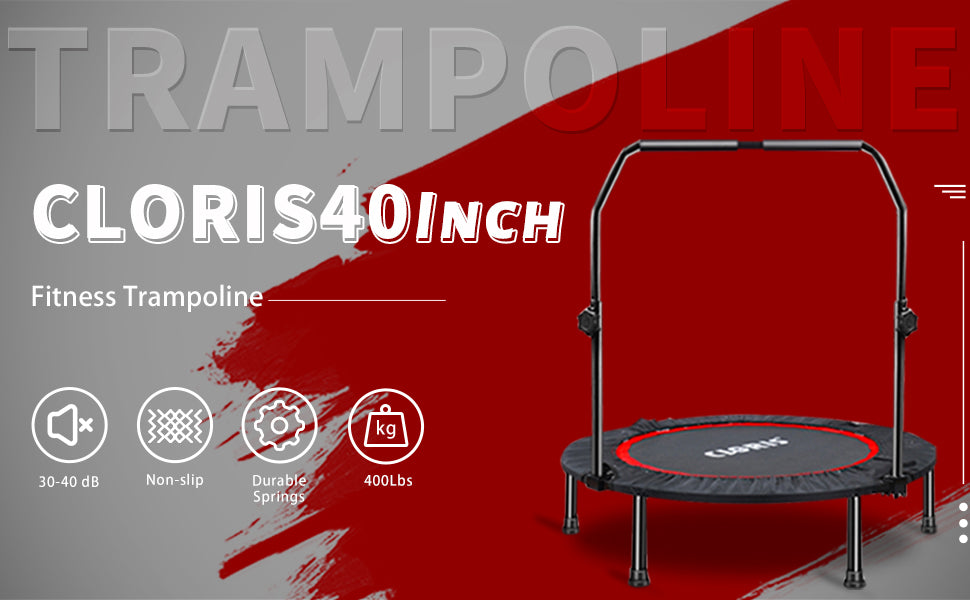 trampoline can be folded two times, which saving you much storage space and easy to carry. 40 inch Max Load 400 lbs Trampoline Mat Exercise Fitness Trampoline for Indoor