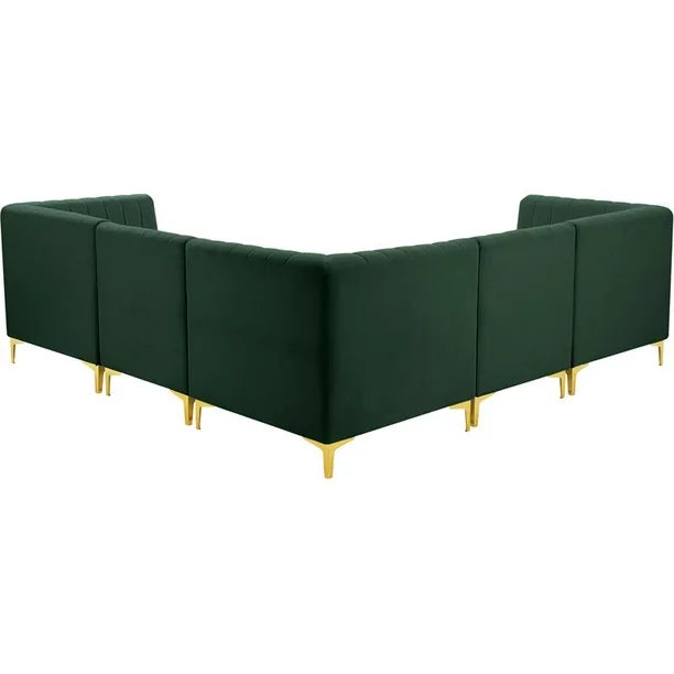 Furniture Alina Green Velvet Modular Sectional