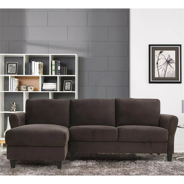 Solutions Wentworth Sectional sofa in Brown Microfiber