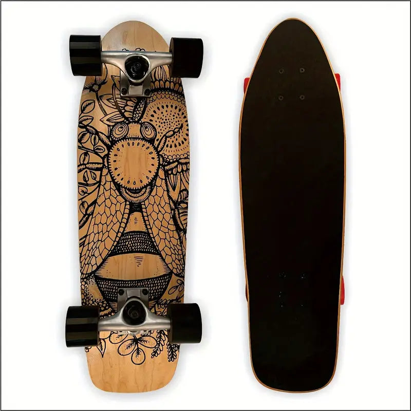 Wooden Skateboard for Beginner and Professional Skateboarder, Double Kick Concave Skate Board