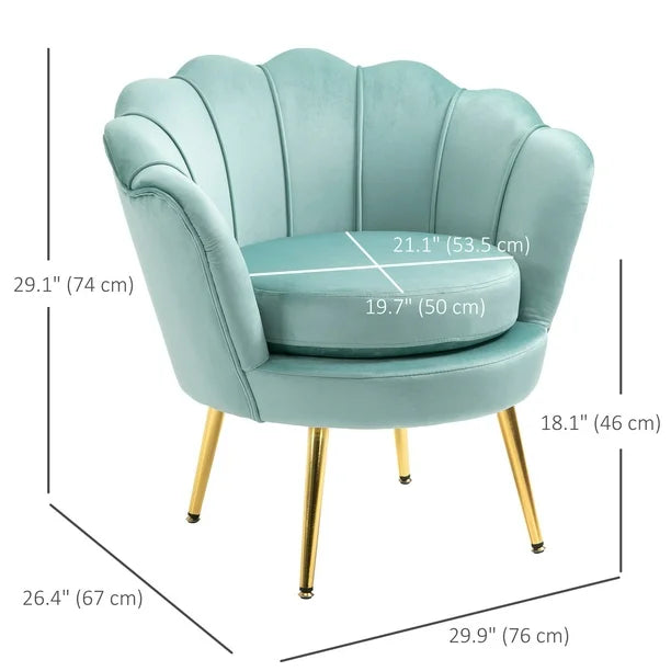 Accent Chair Velvet Fabric Leisure Club Chair with Gold Legs