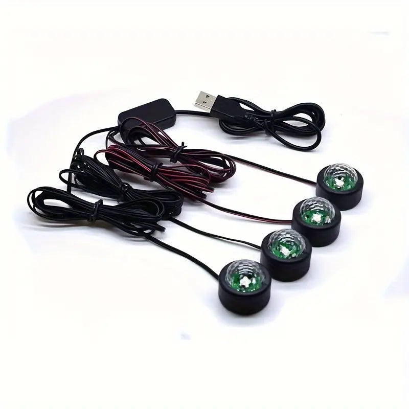 Car Voice Control Seven Color Atmosphere Light LED Decorative Light Black