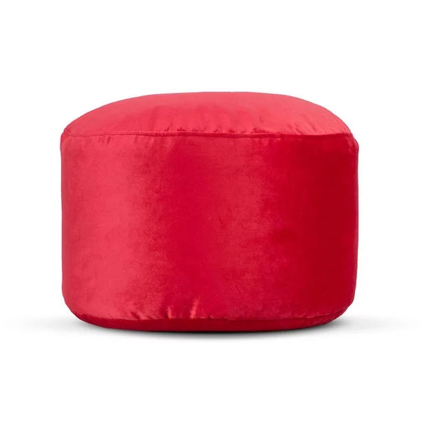 Velvet Round Pouf / Ottoman-Red