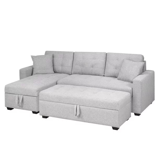 Sectional with Ottoman, Grey