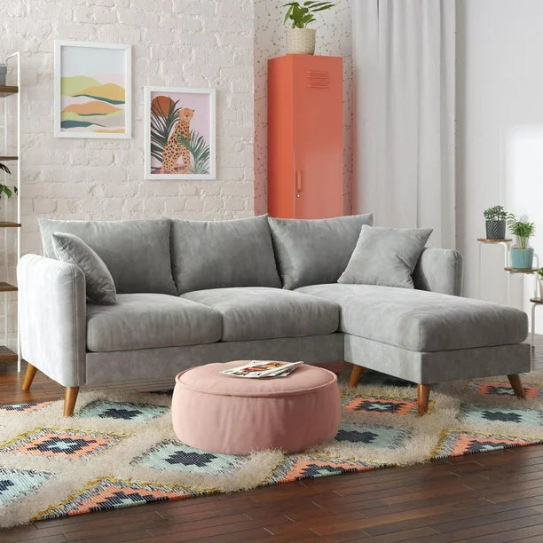 Reversible Sectional Sofa with Pillows