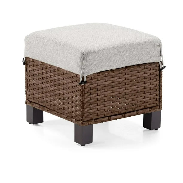 3PCS Patio Rattan Furniture Set 3-Seat Sofa Cushioned Table Garden Gray
