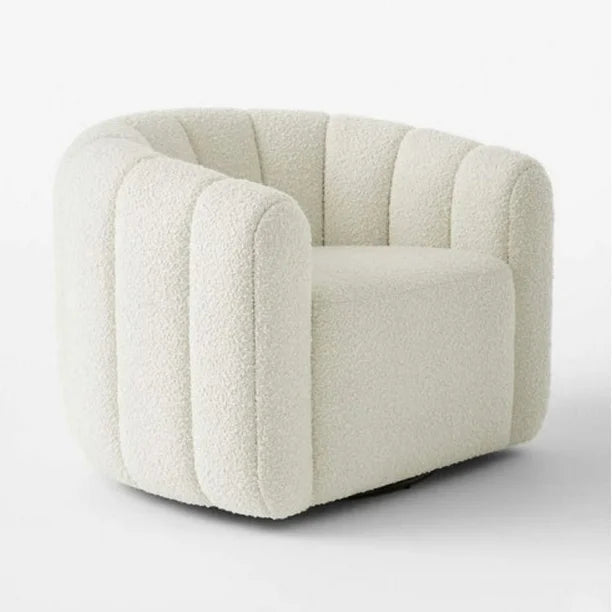 chair made of Boucle fabric and round edges