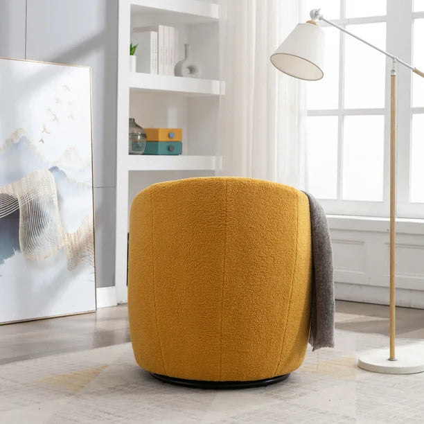 Upholstered Teddy Fabric Swivel Accent Chair For Living Room, Bedroom, Study Room Yellow