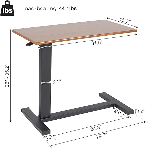 mooth and quiet 360° rotatin rolling wheels are hidden in the table base.Sofa Side Table with Hidden Wheels Adjustable Height Hospital Bed Table Rolling
