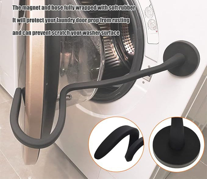 The magnet and hose are fully wrapped with odorless soft silicone rubber, Removable Flexible Washer Door Stopper,