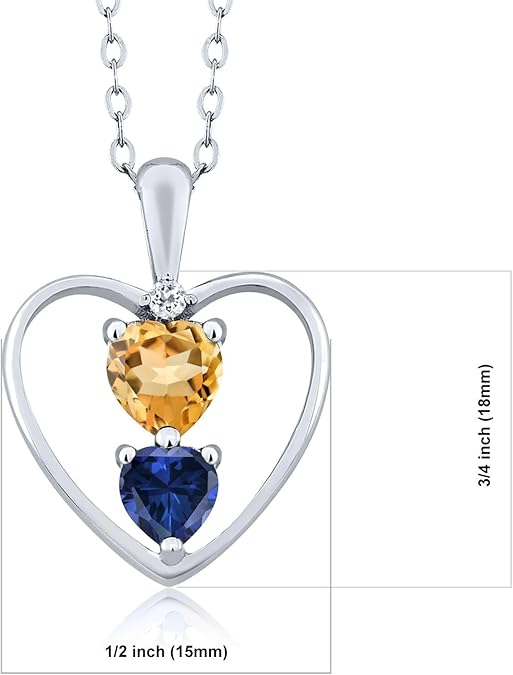 Silver Pendant Necklace For Women (0.84 Ct Heart Shape with 18 Inch Silver