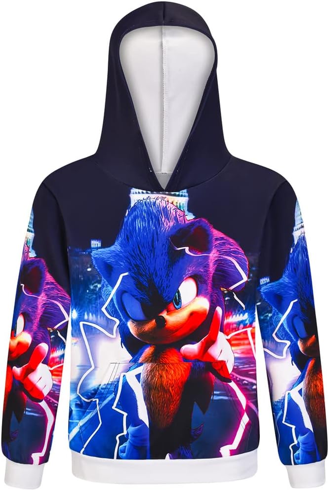 Polyester material, comfortable, fadeless and wrinkle free,  Hoodies 3D Pullover Fashion Sweatshirts Clothing S-onic Game Cartoon