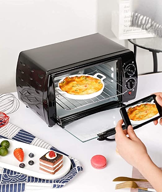 MingrXieh 30L Mini Electric Oven, Adjustable Temperature 70-230℃ and 60 Minutes Timing Household Multifunctional Baking/Fermentation/thawing Electric Oven Tempered Glass Door and Accessories 1600W,