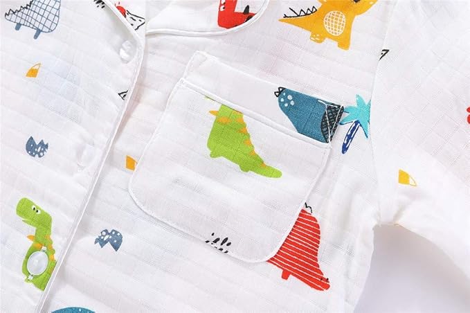 Crafted from 100% cotton, this Boys Cartoon Pajama Set offers a soft, breathable fit that keeps your child comfortable