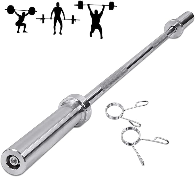 holds 110kg (220lbs) and is suitable for all types of lifts, from lifts and squats to bench presses, shrugs and ocrunches,  Bar Solid Steel Weightlifting Straight Bar Heavy Duty Strength Training Barbell