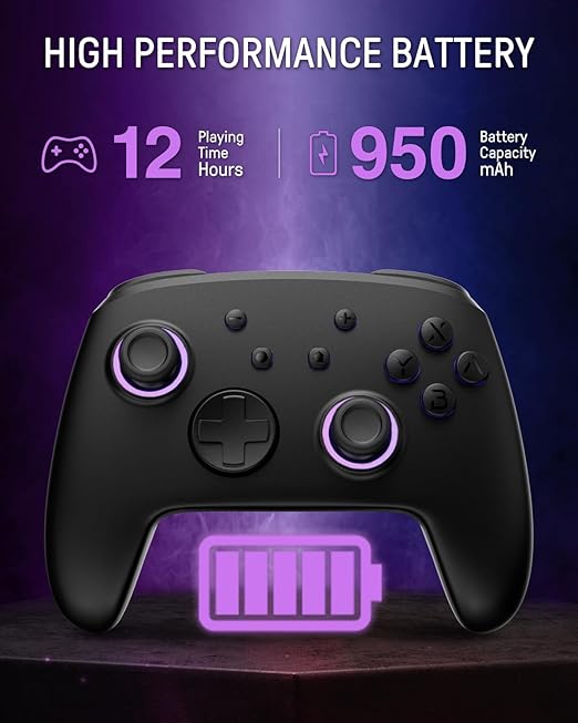 the hidden pattern will light up your amazing gaming night.Switch Pro Controller Wireless Compatible with Switch Manette/OLED/Lite,