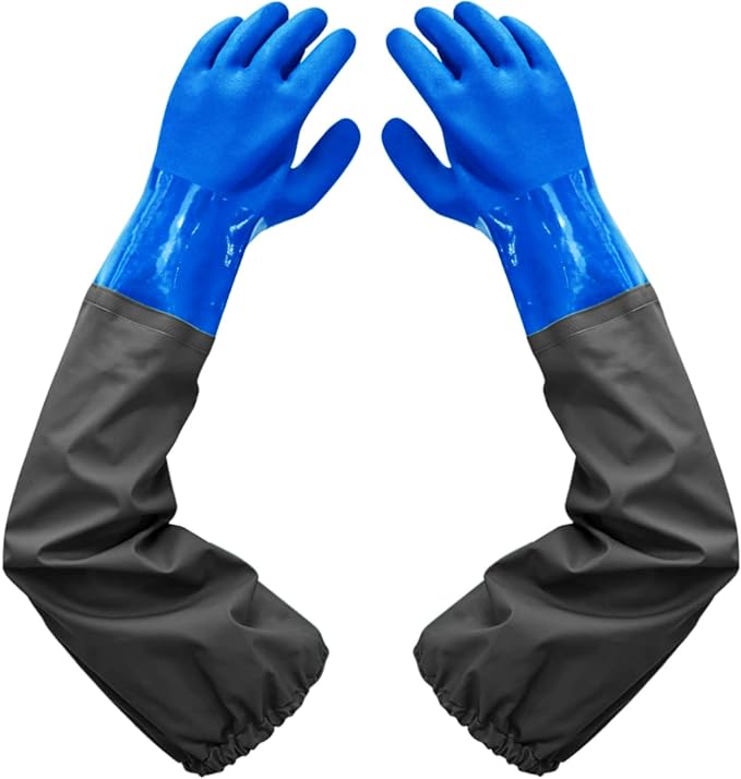 arm pond gloves length of 650mm, and the design of the elastic cuff makes it stick to your arm, Gloves Chemical Resistant Gloves for Men,