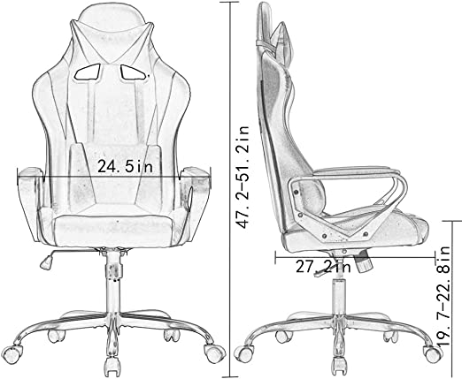 BestOffice Office Chair Desk Gaming Racing High Back Computer Task Swivel Executive Stool with Lumbar Support,Gaming Chair with Lumbar Support PC Computer Chair Racing Chair PU Task Desk Chair Ergonomic Executive Swivel Rolling Chair