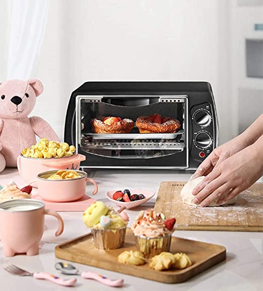 MingrXieh 30L Mini Electric Oven, Adjustable Temperature 70-230℃ and 60 Minutes Timing Household Multifunctional Baking/Fermentation/thawing Electric Oven Tempered Glass Door and Accessories 1600W,