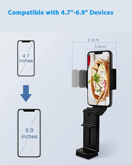 The cell phone stand adjustable is rotatable that allows you to adjust the angle, Flight Phone Mount Clip Portable Foldable Travel Essentials for Flying Plane