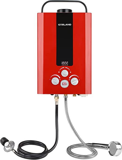Tankless Water Heater, GASLAND Outdoors BE158R 1.58GPM 6L Portable Gas Water Heater, Instant Propane Water Heater, Overheating Protection, Easy to Install