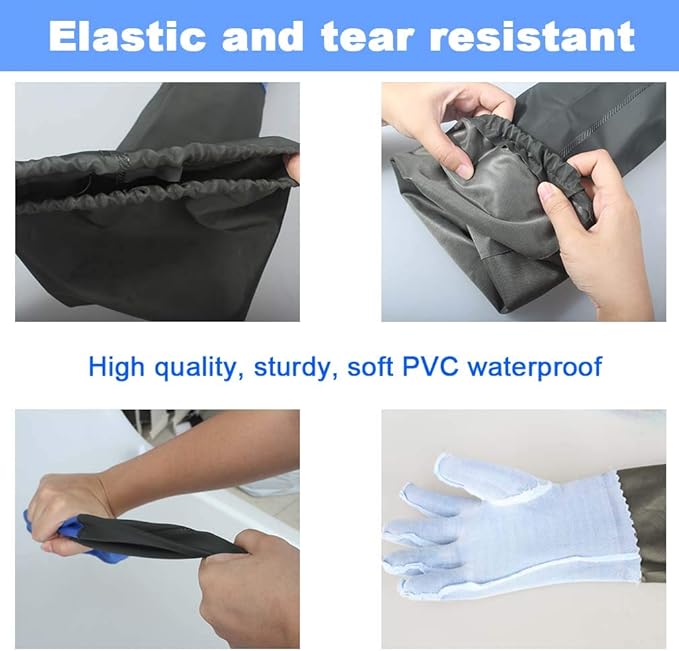 arm pond gloves length of 650mm, and the design of the elastic cuff makes it stick to your arm, Gloves Chemical Resistant Gloves for Men,