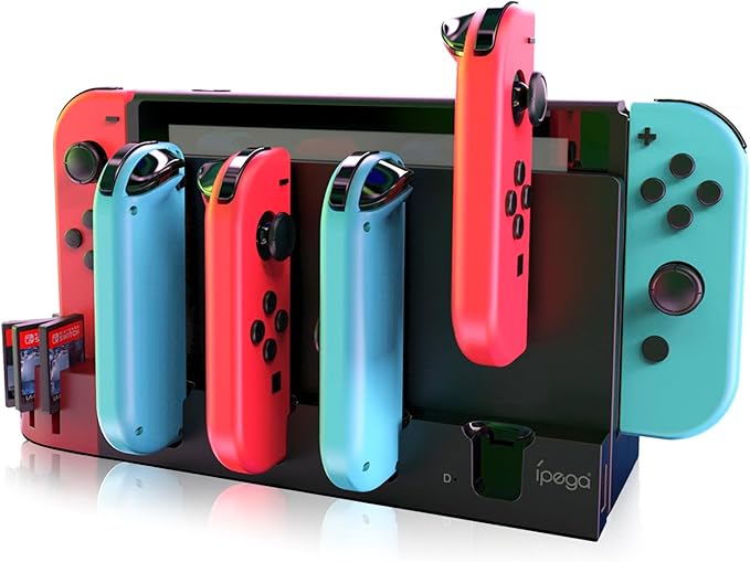 The product adopts exquisite structure design, this will not take up too much space on the desktop.  Charging Station for Nintendo Switch& OLED, Extension Charging Dock with 9 Game Card Storage