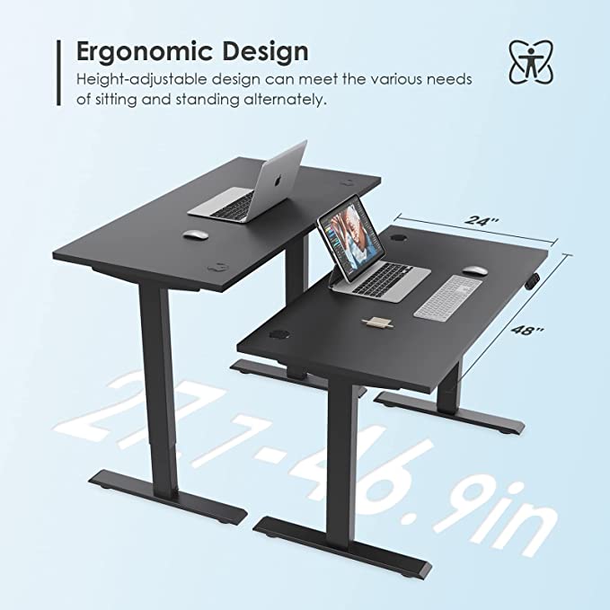 Electric Standing Desk One-Piece Tabletop,Home Office Stand Up Desk L48 x W24