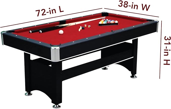 beautiful blended felt. K819 rubber cushions ensure smooth, quick action that will last for years. Spartan 6' Pool Table,