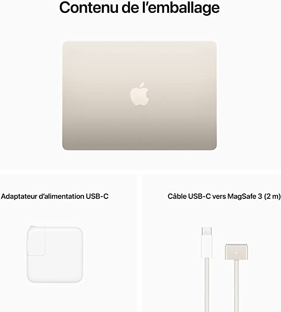 Apple 2022 MacBook Air Laptop with M2 chip: 13.6-inch Liquid Retina Display, 8GB RAM, 256GB SSD Storage, Backlit Keyboard, 1080p FaceTime HD Camera. Works with iPhone and iPad; Starlight; English