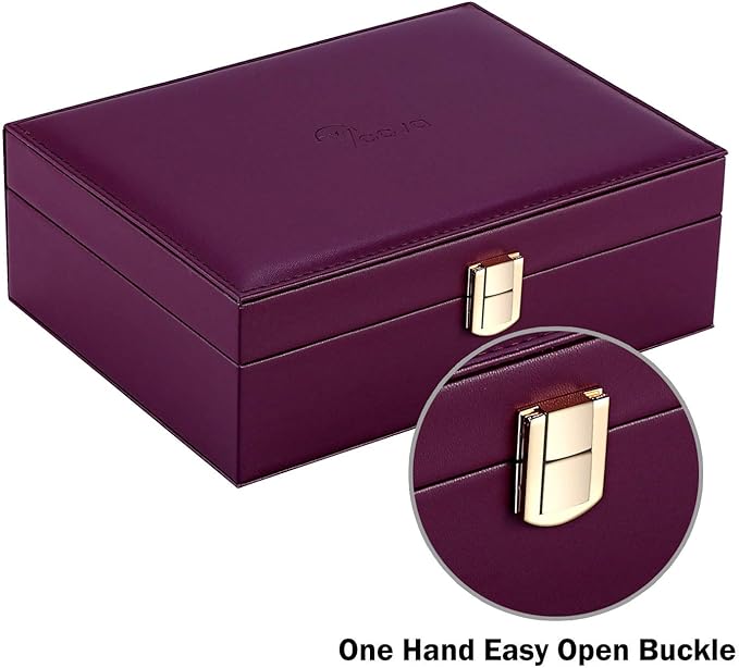 stain resistant and can be cleaned by wiping it gently with a wet cloth. Constructed with wooden frame, sturdy and durable and have long service time. Box Organizer, Large PU Leather Jewellery Organizers Travel Display with Removable Tray