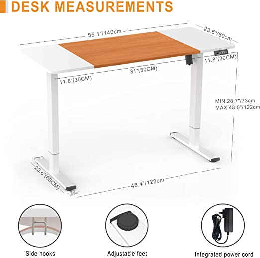 Standing Desk with Splicing Top for Home Office,Electric Height Adjustable
