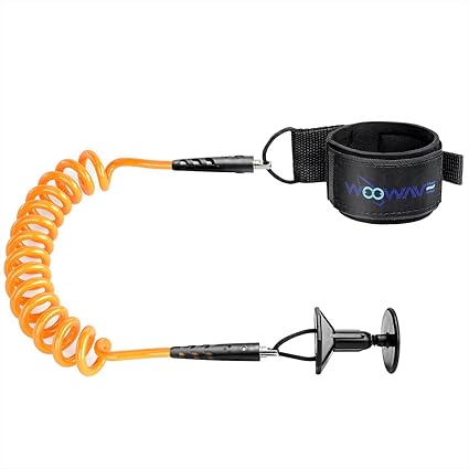 Coiled Bodyboarding Leash Premium Coil Body Board Leash with Plug,  being coiled it is tangle free and does not dangle in the water, which can be able to resist the sea water corrosion for a very long time.