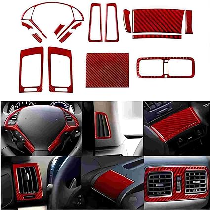 full set of decorative stickers 16 pieces red soft real carbon fibre for Infiniti G37