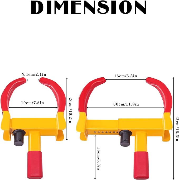 Heavy Duty Trailer Lock Wheel Clamp, Universal Security Tire Lock, Adjustable Anti Theft Lock for Trailers SUV Boats ATVs Motorcycles Golf Cart