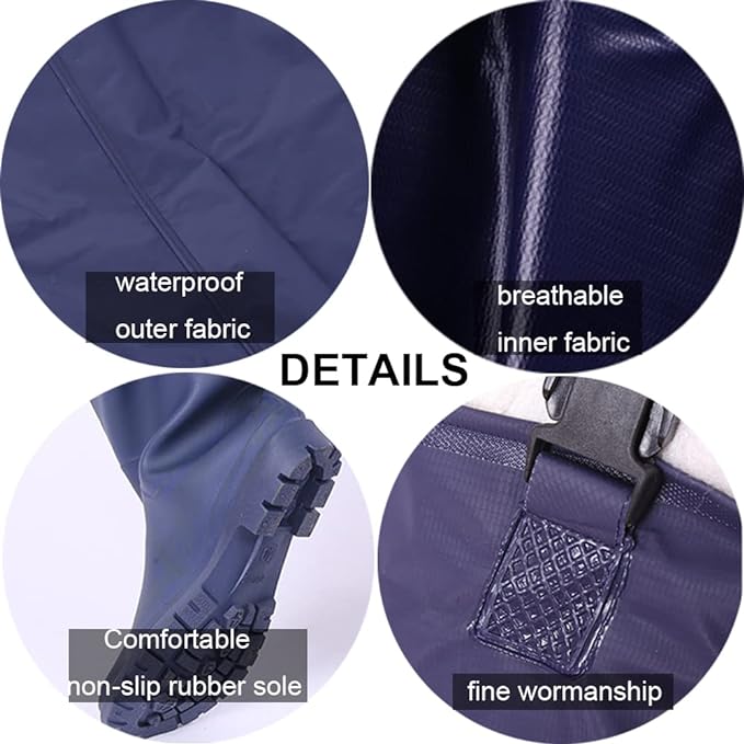 hicken rubber boots material keep you safe in the water, Waterproof Chest Wader Wading Pants with Boots